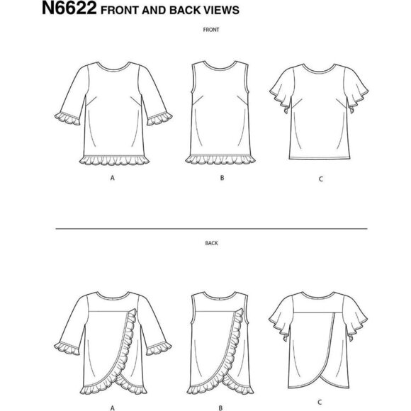 New Look Sewing Pattern 6622 Top Tunic Blouse Shirt Misses Size 8-20 - Picture 3 of 3